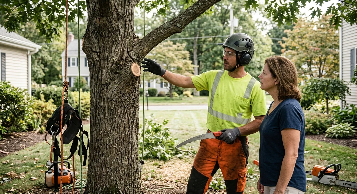 Overgrown brush and vines crowding a residential fence line in Ansonia