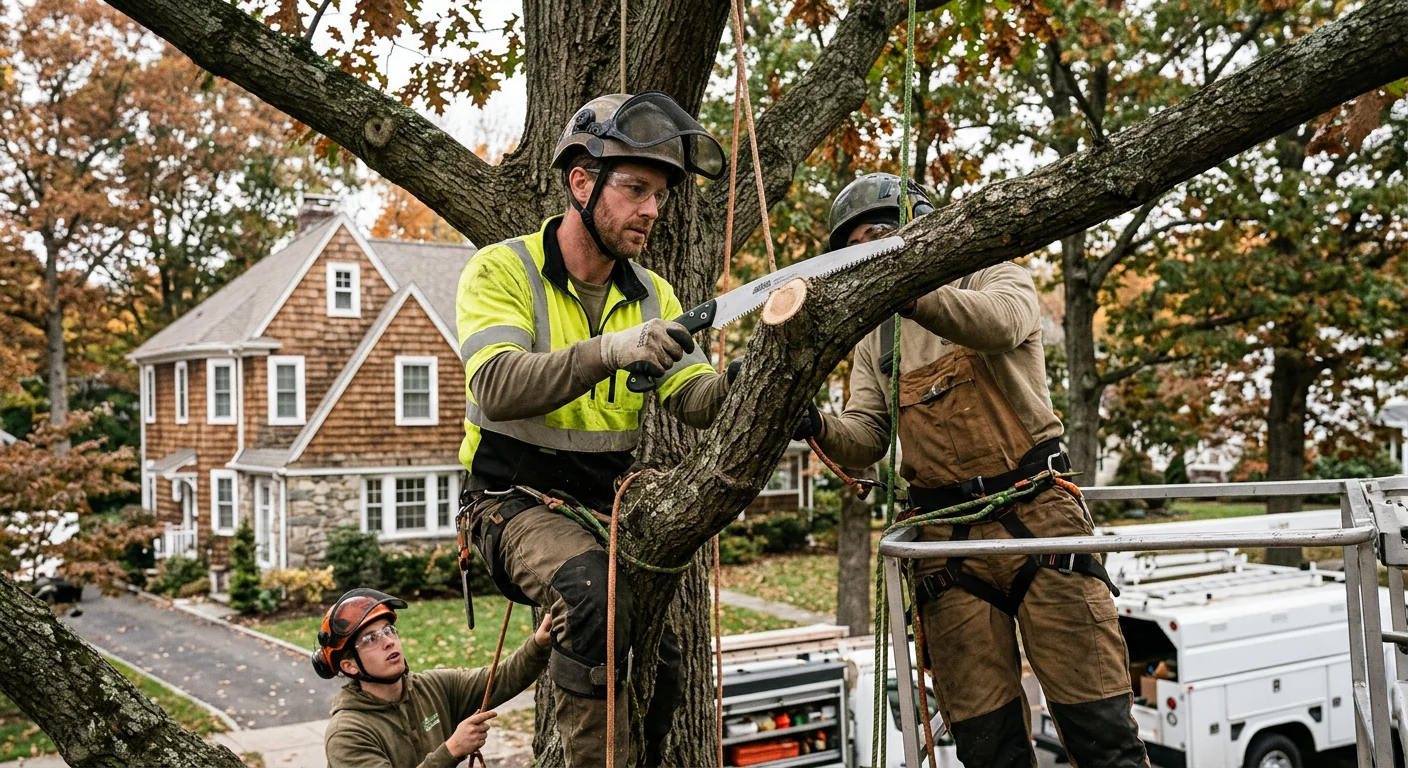 Technician performing precision pruning to support long-term tree health and structure
