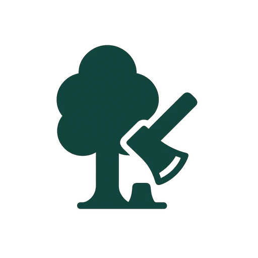 Line icon of a tree marked for removal