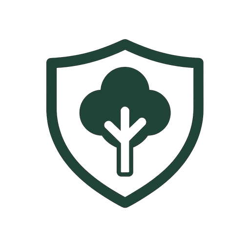 Line icon of a magnifier examining a tree trunk