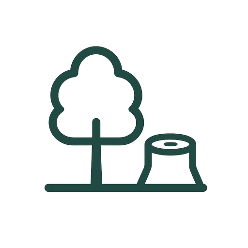 Line icon of cleared land with tree stumps