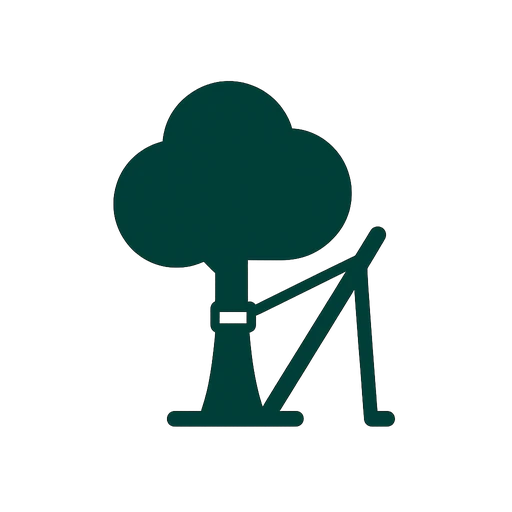 Line icon of a tree supported by cables