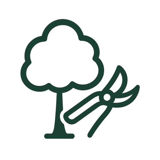 Line icon of shears trimming a branch