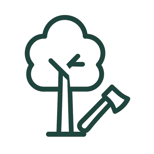 Line icon of a fallen branch after a storm