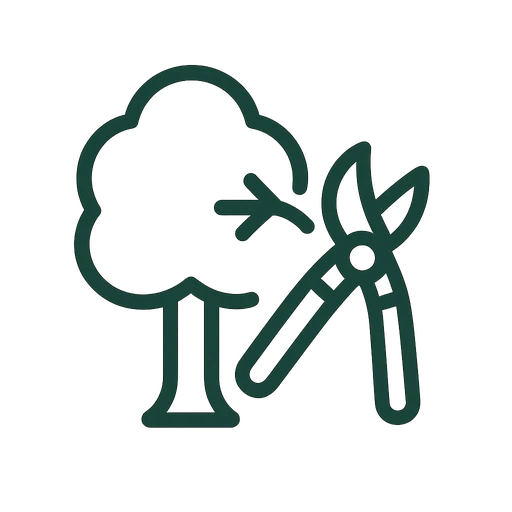 Line icon of a hand pruner cutting a stem